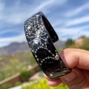 Debbie Brooks Black Acrylic Rhinestone Cuff Bracelet